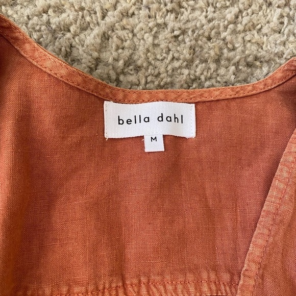 Bella Dahl Women’s Linen Cap Sleeve Sienna Romper in Rust Size M - Picture 5 of 10